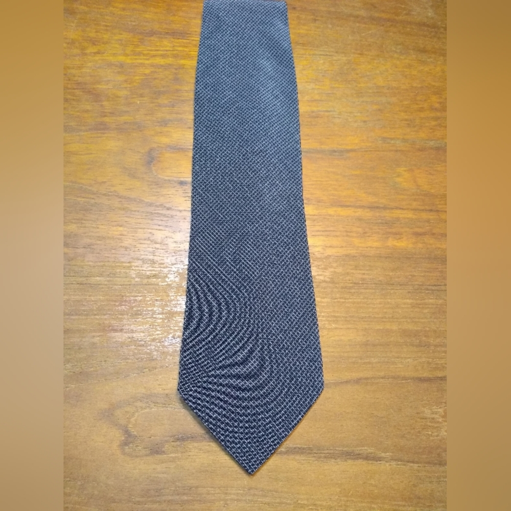 Giorgio Armani Tie, Blue & Grey Micro Check Pattern, 100% Silk, Made in …
